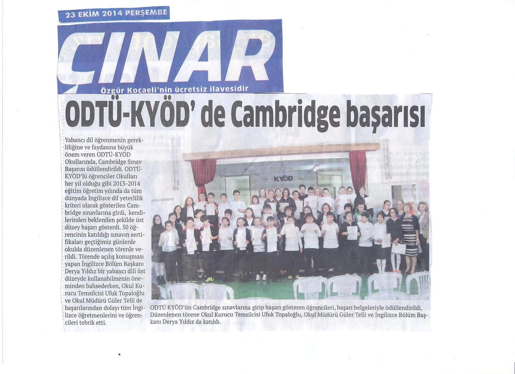 , ODTÜ KYÖD&#8217;de Cambridge Başarısı&#8230;