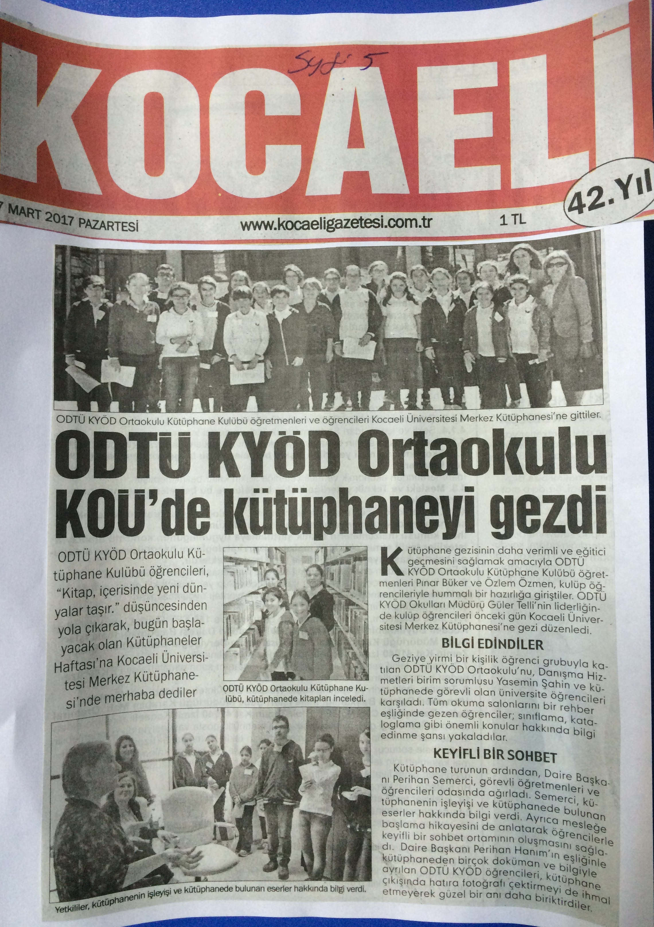 , ODTÜ KYÖD Ortaokulu KOÜ Kütüphanesi&#8217;nde&#8230;