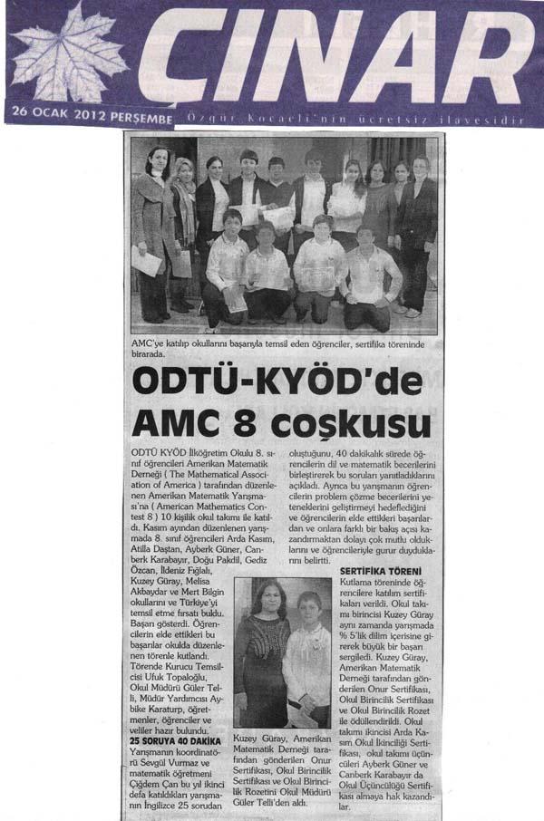 , ODTÜ-KYÖD&#8217;de AMC8 Coşkusu&#8230;