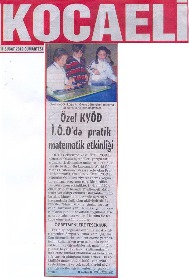 , Özel KYÖD İ.Ö.O.&#8217;da pratik matematik etkinliği&#8230;