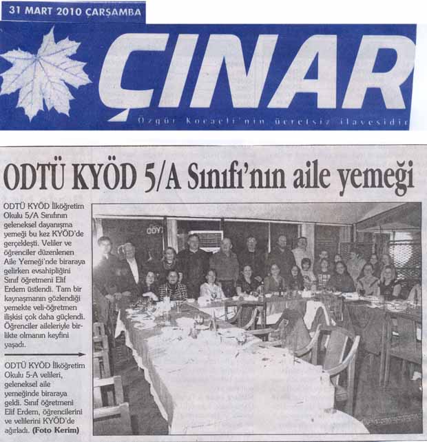 , ODTÜ KYÖD 5/A Sınıfı&#8217;nın aile yemeği&#8230;