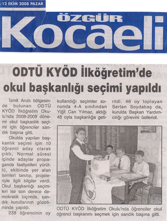 , ODTÜ-KYÖD İLKÖĞRETİM&#8217;DE OKUL BAŞKANLIĞI SEÇİMİ YAPILDI