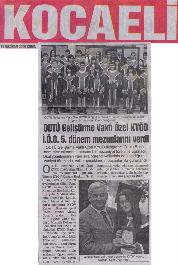 , ODTÜ G.V. ÖZEL KYÖD İ.Ö.O. 5.DÖNEM MEZUNLARINI VERDİ