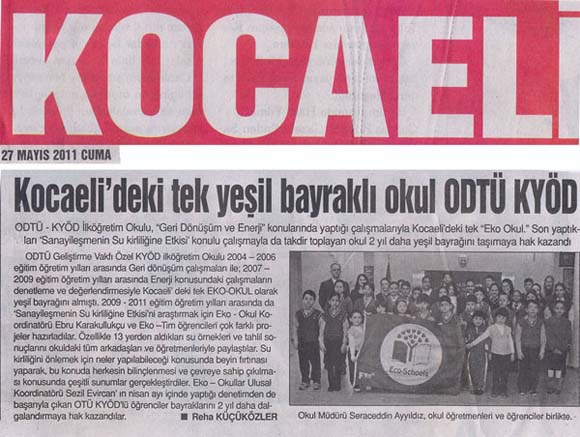 , Kocaeli&#8217;deki tek yeşil bayraklı okul ODTÜ KYÖD&#8230;