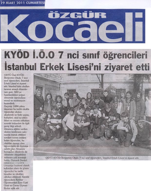 , KYÖD İ.Ö.O 7.Sınıf öğrencileri İstanbul Erkek Lisesi&#8217;ni ziyaret etti&#8230;