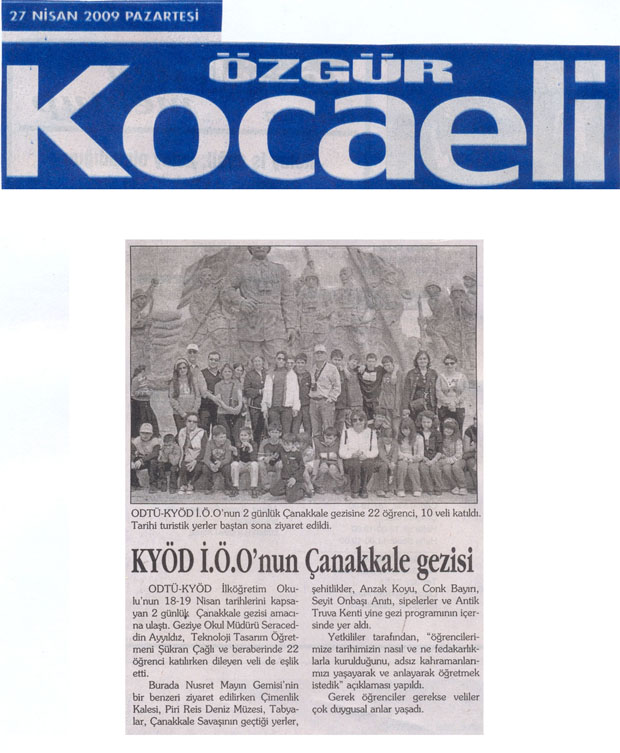 , KYÖD İ.Ö.O&#8217;NUN ÇANAKKALE GEZİSİ