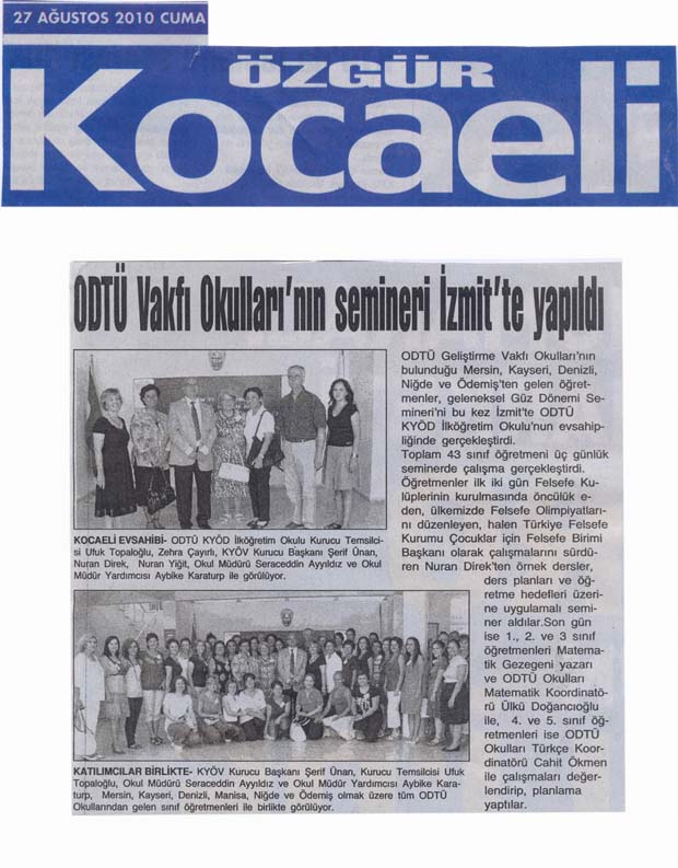 , ODTU Vakfı Okulları&#8217;nın semineri İzmit&#8217;te yapıldı&#8230;