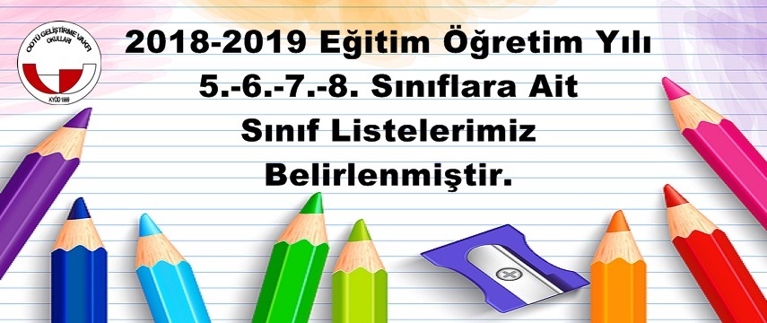 , 2018-2019 Eğitim Öğretim Yılı Ortaokul Sınıf Listeleri