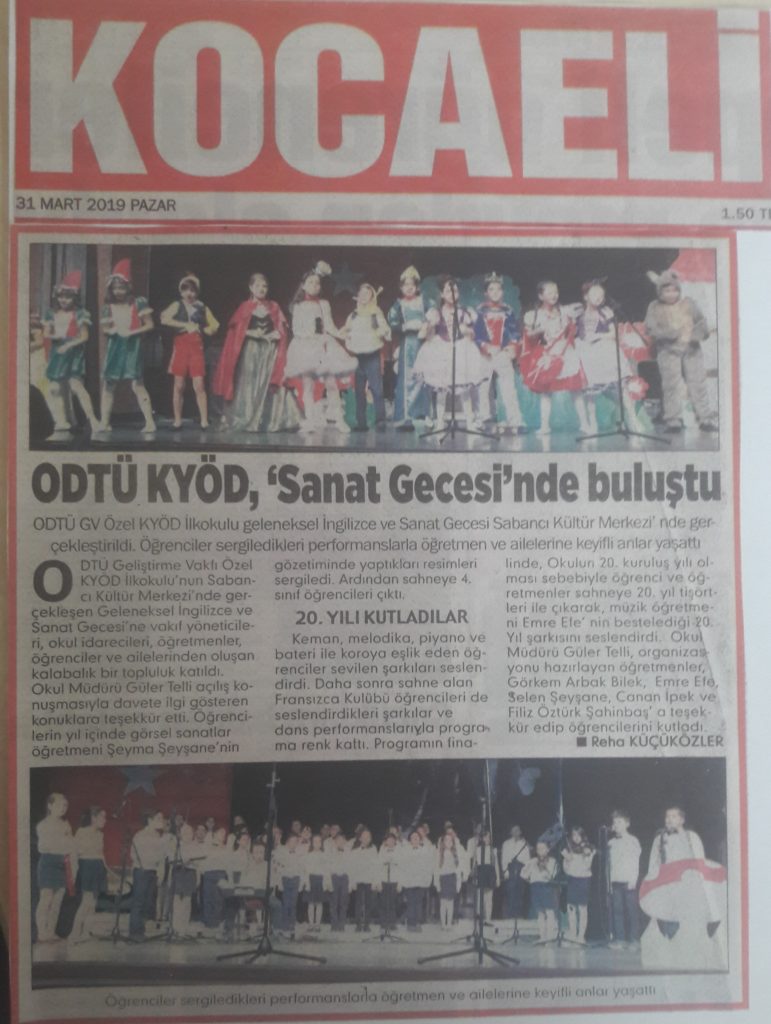 , İlkokul İngilizce ve Sanat Gecesi