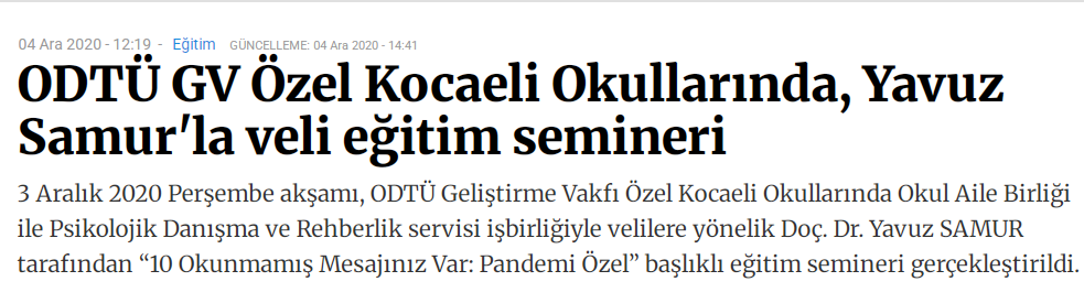 , Yavuz Samur ile Veli Eğitim Semineri…