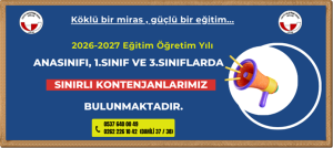 2026-2027 Eğitim Öğretim Yılı Kayıtlarımız Devam Etmektedir...